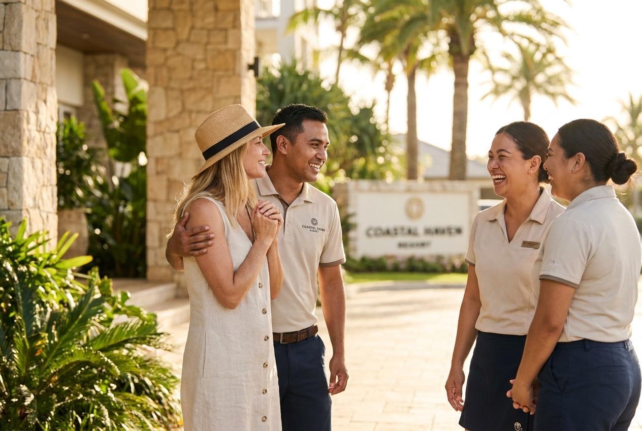Hotel guest tipping a whole team in a single payment on their phone