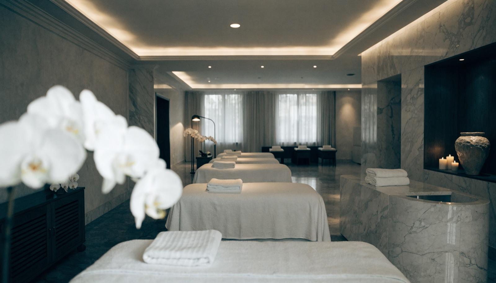 A guest relaxing during a massage treatment at a resort spa